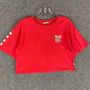 Vans Top Women's XS Red Short‎ Sleeve Crop Crew Neck Extra Small Casual